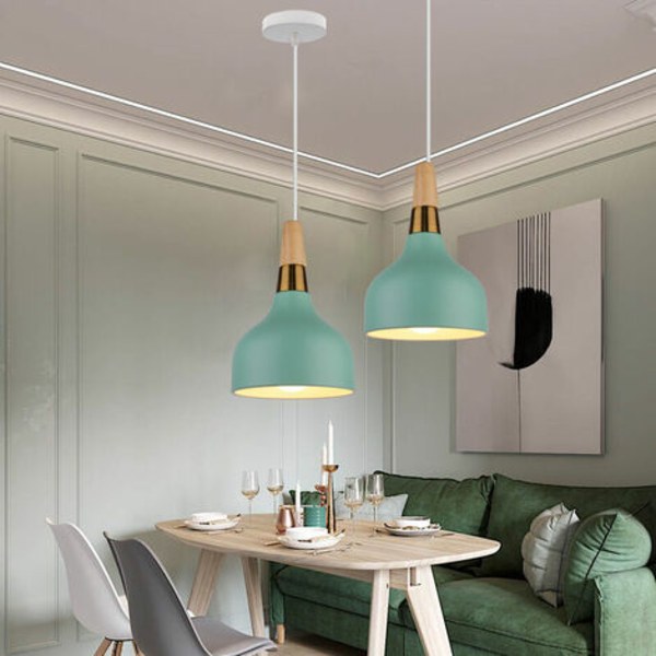 Moderne kreativ pendellampe E27 dekoration smedejernslysekrone pendel restaurantbar (grøn) - grøn