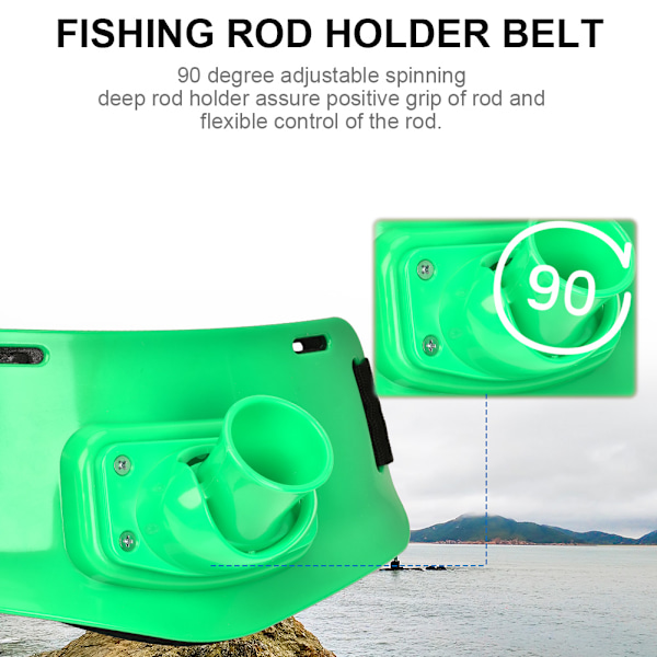 Magnhållare för fiskespö, midjebälte, båtfiske (grön)