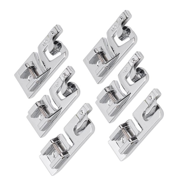 Sæt med 6 rullede sømfødder i rustfrit stål til symaskine - 3MM, 4MM og 6MM - nem installation