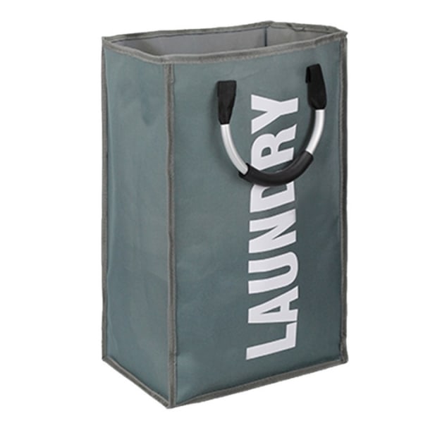 Mørkegrå sammenleggbar vaskepose Aluminiumshåndtak Oxford Cloth Oppbevaringspose for skitne klær