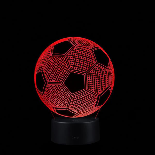 Fodbold LED 3D belyst lampe optisk skrivebordsnatlys med 7 farveskift