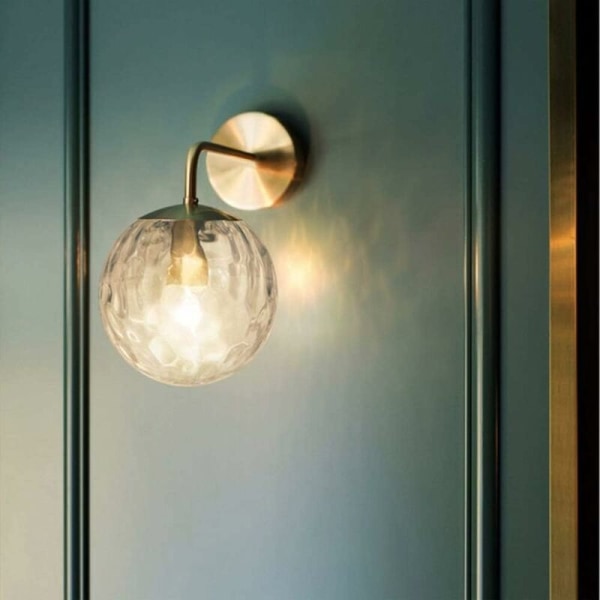 Norra Europa Modern Vägglampa Glas Kulskärm Metall Mässing Fäste Enkelhet Vägglampa för Vardagsrum Sovrum Cor