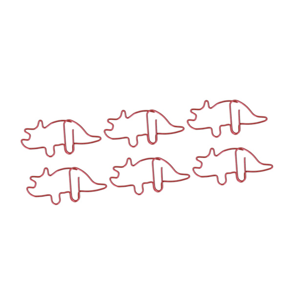 100 Røde Triceratops-formede Papirclips: Metal Galvaniseret, Letvægts, Bærbare Kontorklips til Dokumenter