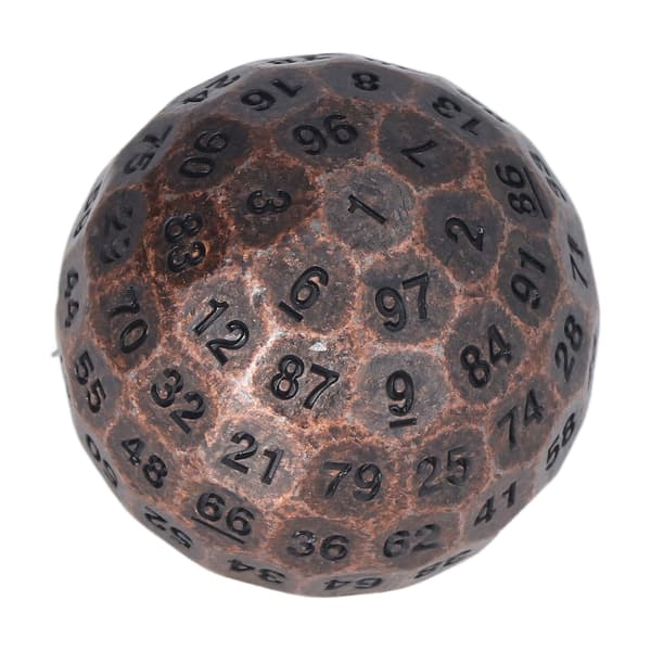 Polyhedral metalterninger udsøgte tunge 100-sidede rollespilsterniger til bordspil 2 tommer diameter rød kobber