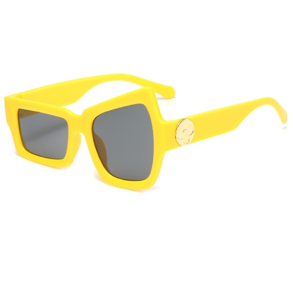 Heve øyenbrynene morsomme fotosolbriller, øyne med uregelmessig størrelse hip-hop solbriller kvinner (grå film gul ramme (bilde)),