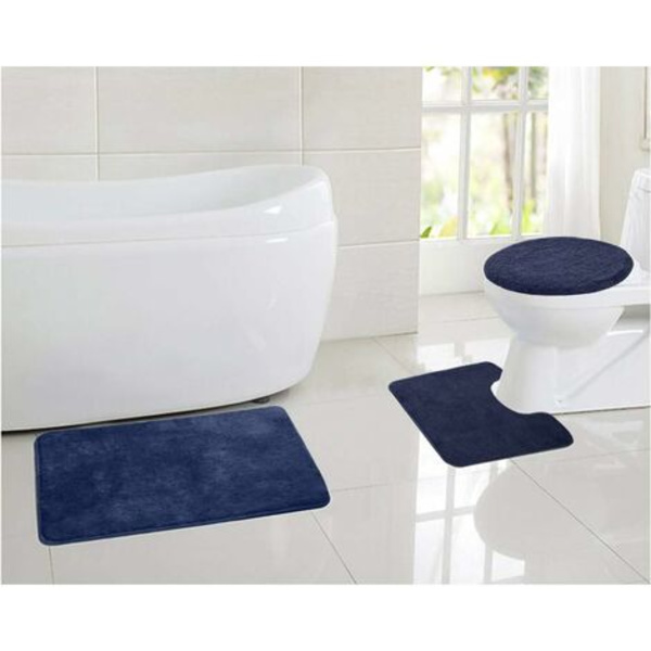 Badmatta set med 3 delar, fluffig duschköksmatta, mjuk mikrofibermatta set , enfärgad halkfri och absorberande golv