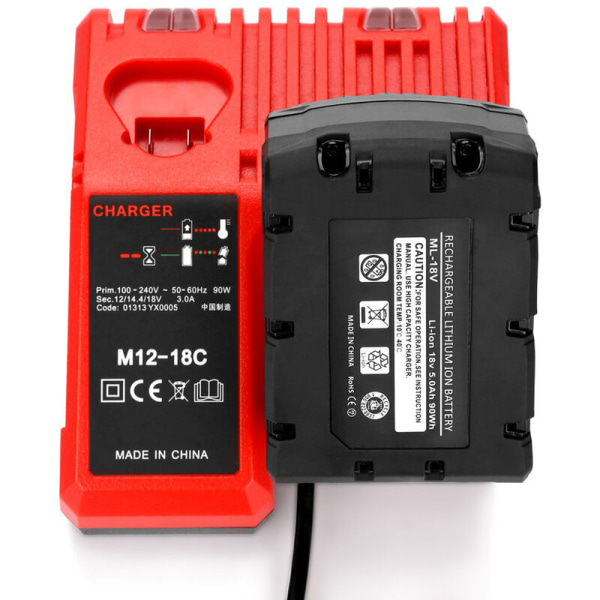 M12-18 dobbel lading / Europeisk litiumbatterilader LED-skjerm egnet for 14V-18V litiumionbatteri egnet for