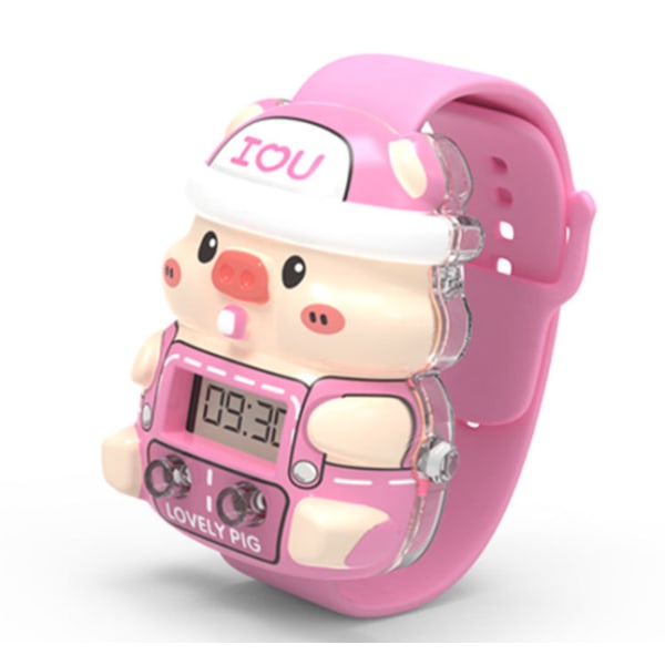 Färgglad glödande söt tecknad elektronisk watch ([Pink Pig] time version watch),