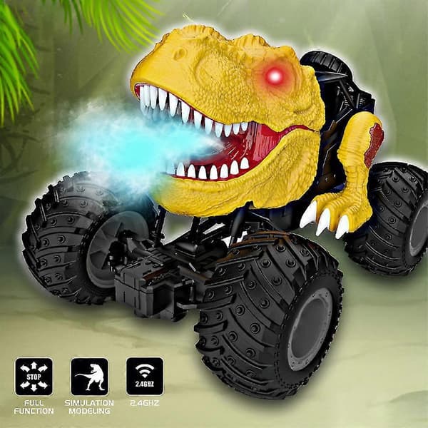 Fjernkontroll Dinosaur Bil Drift Lastebil Med Smart Spray Fulde Funksjoner For Gutter Green B