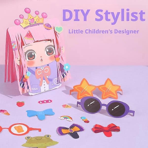 Pappersklippta frisörleksaker Färgglada 2D-pappersdockor DIY Perfekt present[ht] A