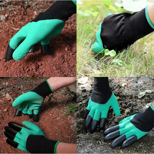 Grävhandskar trädgårdsarbete blötläggning arbetsskydd tassar trädgård plantering grönsaksplantering blomma ogrässkydd (ett par gröna bläckfiskar)