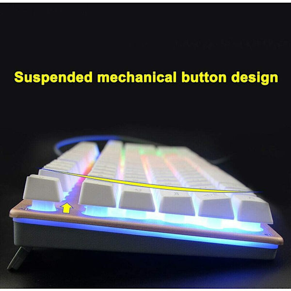 Rainbow LED-baggrundsbelyst gaming tastatur muse combo ergonomisk tastatur + gaming mus spil + musemåtte, hvid