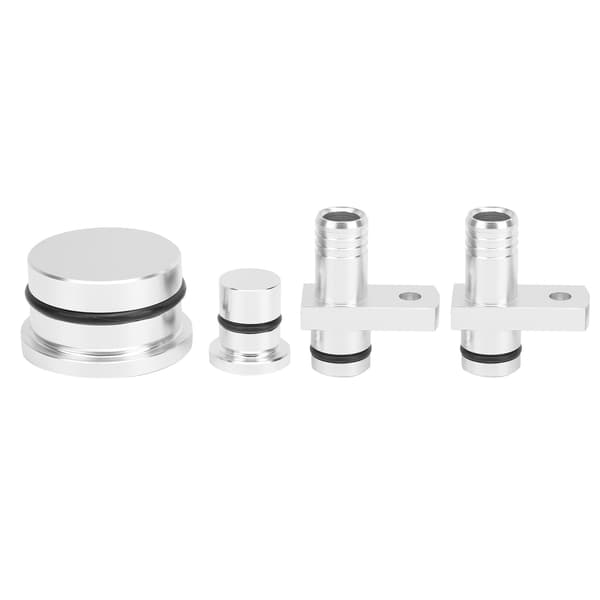 PCV-omdirigeringsbeslag med omdirigeringsportplugg og resonatorplugg, passer til GM Duramax 6.6L 2004.5‑2010 Sølv