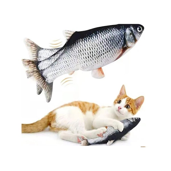Morsom elektrisk fisk katt fisk usb-lading kjæledyr leketøy sving hale fisk hoppende fisk plysj katt leke simulering fisk (3 crucian),