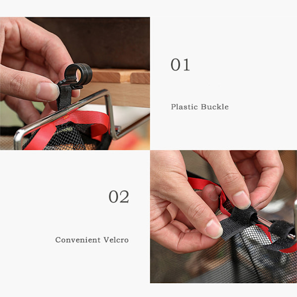 Opbevaringsnetpose, bærbar PVC-plast, gummi, udvidelig plads, bredt kompatibel, hængende netpose til udendørs, sort