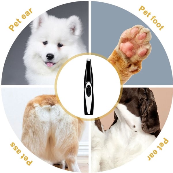 Elektrisk hundehårklipper Profesjonell Slitasjebestandig USB Cat Face Paw Ass Ear Shaver Grooming Trimmer