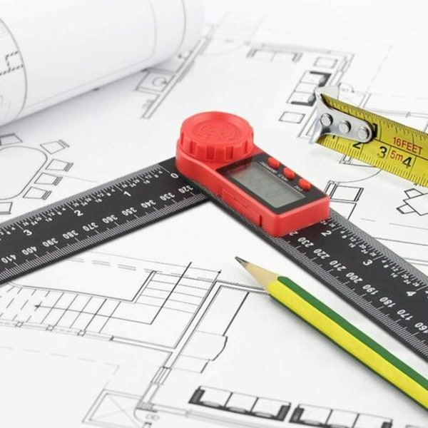 Digital vinkelgradient, 2 i 1 digital gradskiva, stor LCD-skärmslinjalmätverktyg, 360° elektronisk goniometer,