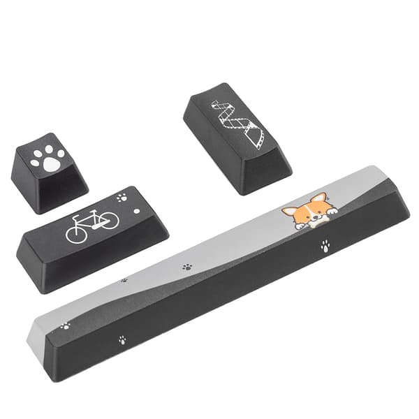 DIY Mini Sorte Hunde Mønster Keycaps SpaceESCEnterNumpad Enter Keycap til Mekanisk Tastatur (Mini Sorte Hunde Mønster, 4 stk.)