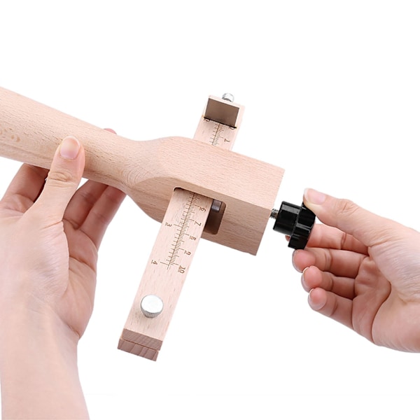 Justerbart Läderremsskärverktyg i Trä med 3 Blad för DIY-Hantverk