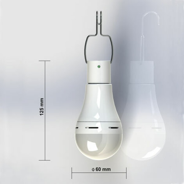 Solar glödlampa, justerbar ljusstyrka på 3 nivåer, DC 5-6V 7W, 20 LED