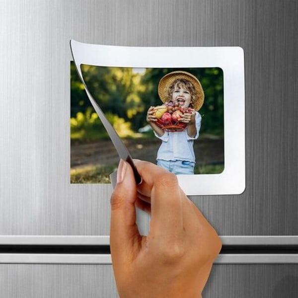 Vit magnetisk fotoram för kylskåp (paket med 12) - kylskåpsmagnet för fotostorlekar 10 x 15 cm och 9 x 13 cm - magnetiskt foto