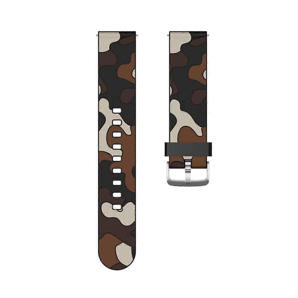 20 mm til Amazfit GTR 42 mm camouflage silikone urrem med sølvspænde 2