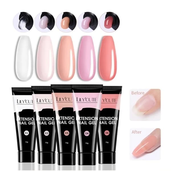 Poly Builder Gel Kit / Polygel med UV-lampe - Neglekunst Negler multifärg multicolor