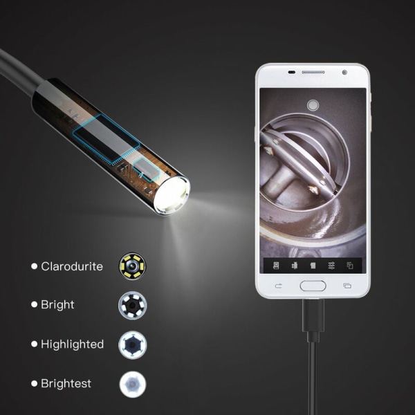 5,5 mm fleksibel ledning 1 m Android-mobiltelefon leveres med industrielt kamera-endoskop