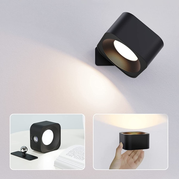 Indendørs væglampe, 3 lysstyrkeniveauer 3 temperaturniveauer LED Touch-væglampe, 360° drejelig væglampe, vægmontering