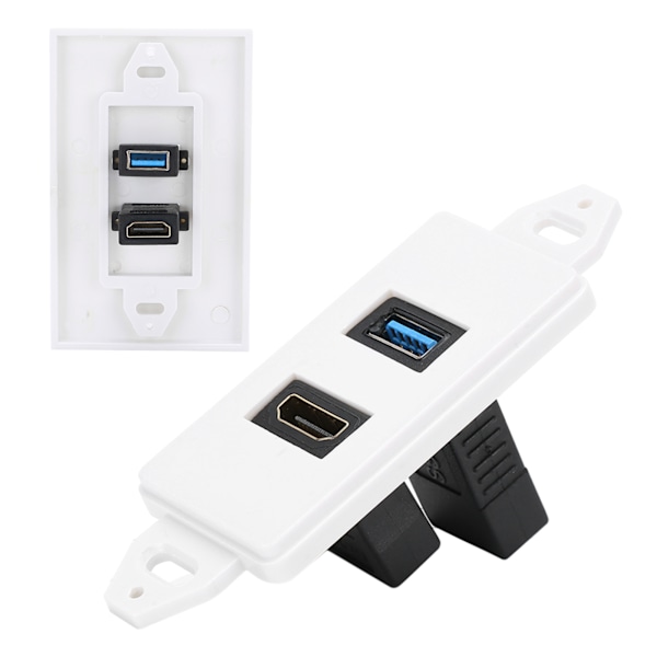 HDMI & USB 3.0 Integrerad Multimedia Väggpanel - Dubbla Audio Video Uttag