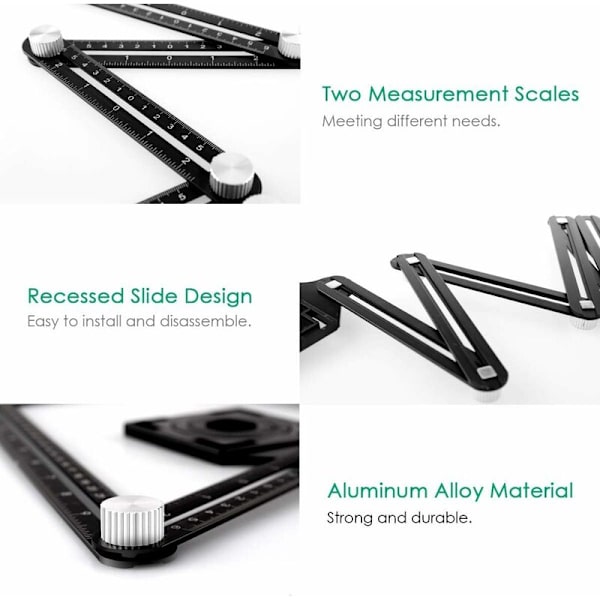 Monteringsverktøy Flisåpningssøker Aluminiumslegering Multi-Angle Fitting Tool Linjal