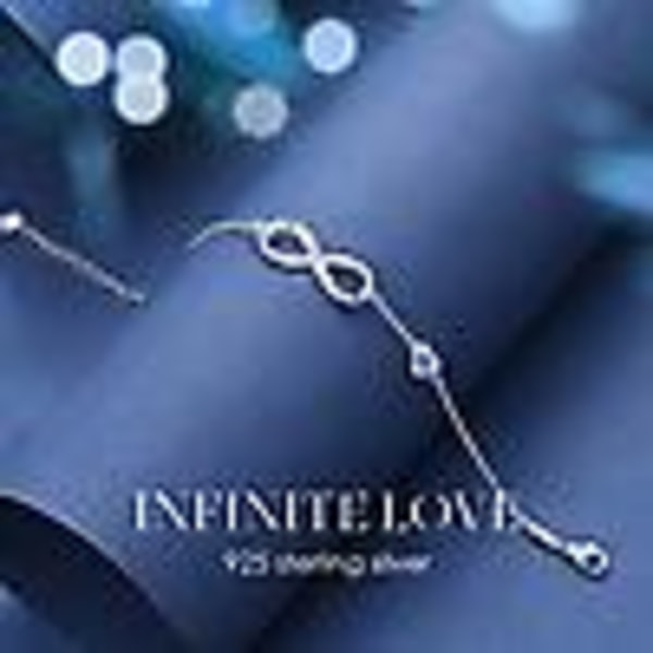 Infinity Heart Symbol Charm Dame Armbånd 925 Sterling Sølv Justerbare Morsdag smykker