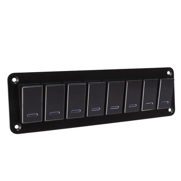8 Gang Rocker Switch Panel 12V til 24V Legering Blå LED Toggle til Bil RV Motorcykel Bus UTV
