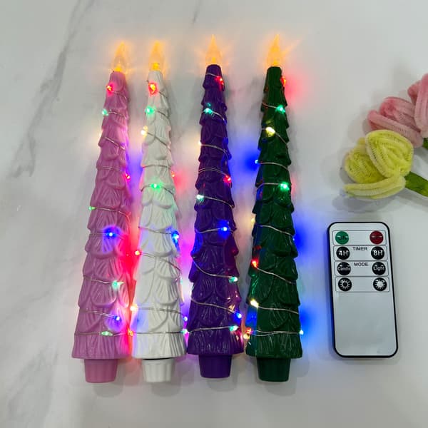 SALG! Elektroniske lys til juletre | LED-lys med lang stamme og fjernkontroll, *3 interne lysmodeller* Fjernkontrollmodell Remote c Remote control model 3 internal light-up models