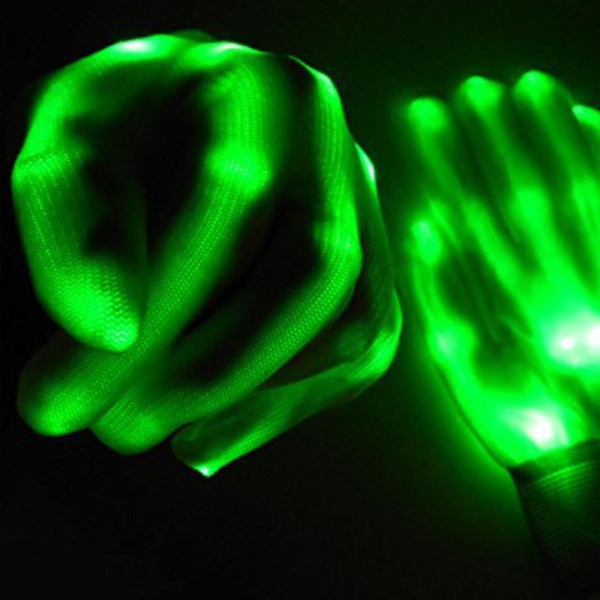 Led Blinkende Handsker Glød 7 Modes Lyser Fingerbelysning Dans Rave Party Børn Green