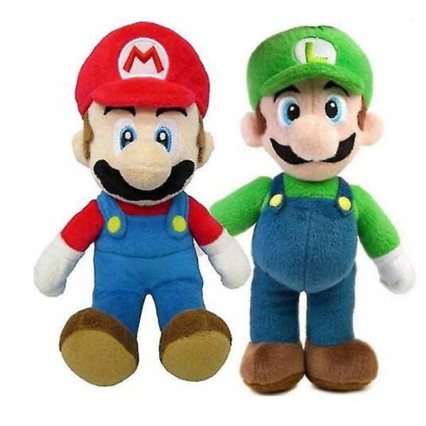 2 stk Super Mario Bros plysjdukke Mario Luigi myk utstoppet dyrebamse Barnegave