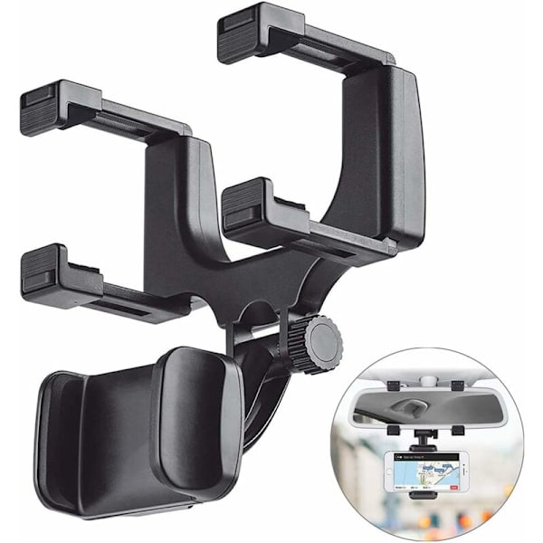 Bil bakspejl Telefonholder GPS Navigation Bracket Ramme Multifunktionel 360° Roterende Mobiltelefon Holder, til 4-6