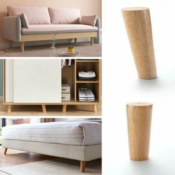 Set med 4 soffben i massivt trä, möbelben för fåtölj, nattduksbord, garderob, låda (höjd 6 cm)