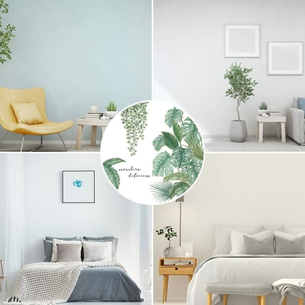 Wallstickers 2 wallstickers tropiske planter små hjemmedekorasjonsklistremerker fresh monstera tapet