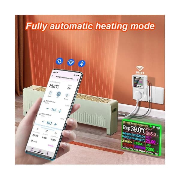 Tuya Wifi Termostat Socket 16A AC220V Digital Temperaturkontroller Socket Outlet Timer Bryter Sensor EU Plugg