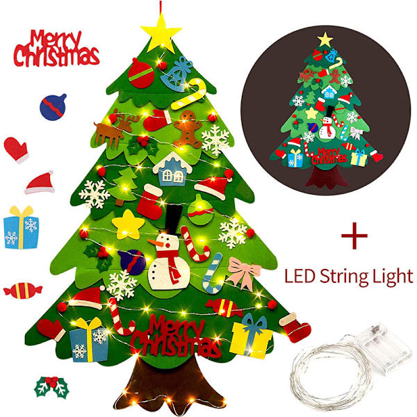DIY Filt Juletræ Julepynt Vedhæng Børns Håndlavede Legetøj With light