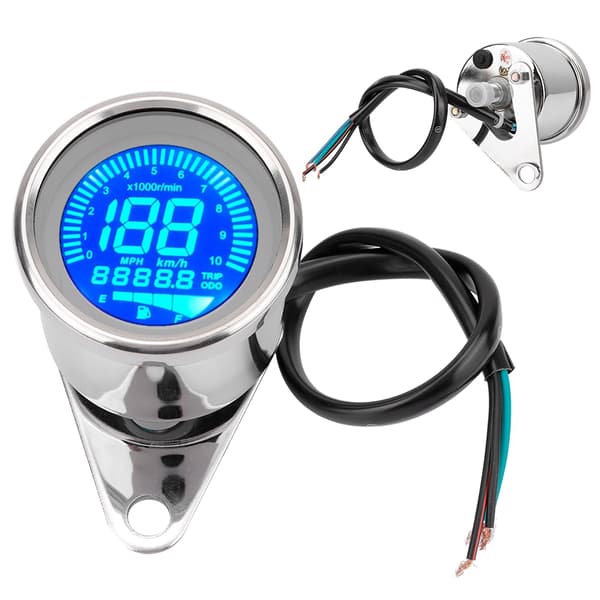 Motorsykkel LCD turteller speedometer kilometerteller 0-199 km/t strømløs plating