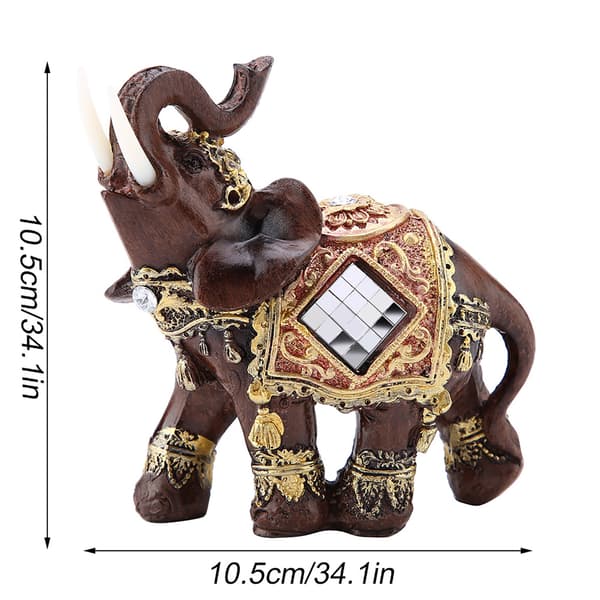 Feng Shui Trækorn Elefant Statue Rigdom Figur Hjemmeindretning Medium Størrelse
