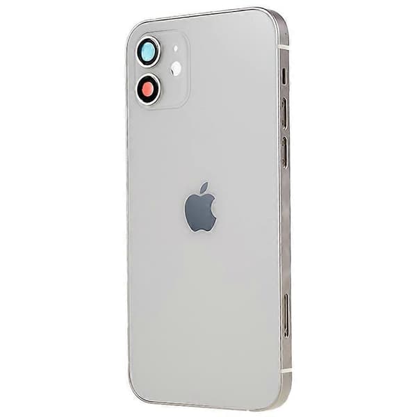 Til iPhone 12 6,1 tommer Bagbatterihus Dæksel+Midterpladeramme+Sideknapper Udskiftningsdel Multicolor White
