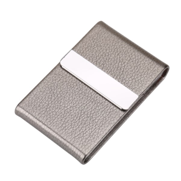 Mode vertikal rustfrit stål PU læder visitkortholder (grå litchi mønster)