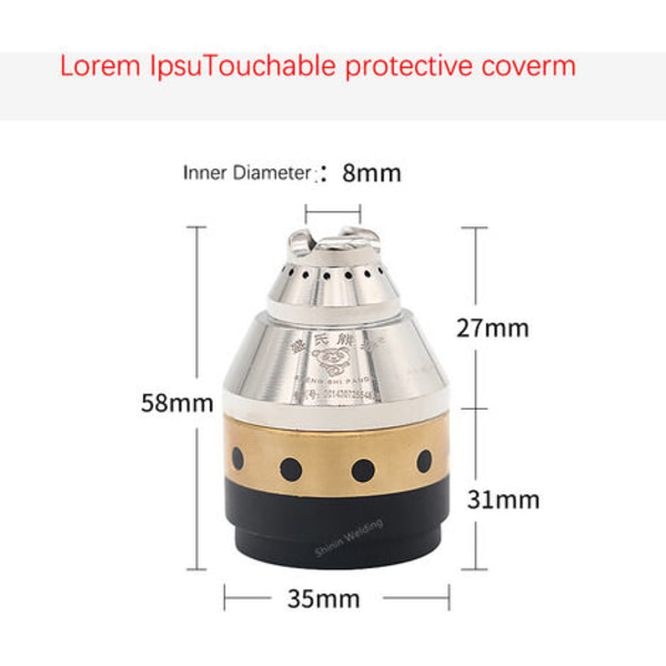 P80A plasmaleikkauspolttimen cover, kosketettava cover, valkoinen posliininen suushuntti, leikkauspoltin met