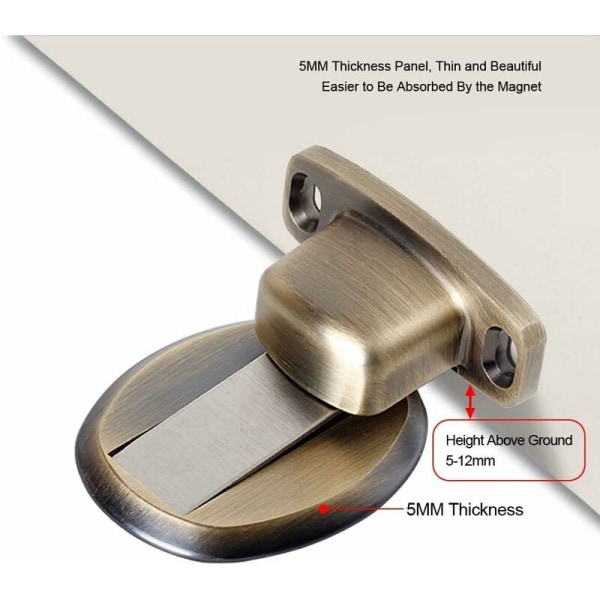 Kraftig magnetisk dørprop i metal med skjulte 3m selvklæbende skruer.