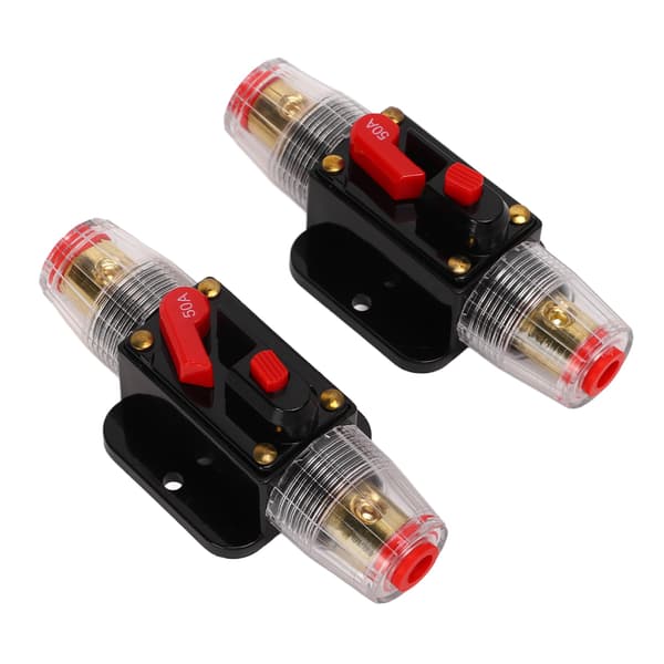 12V 24V Manuel Reset Inline Strømafbryder Sikringsholder Batteriterminal Krympeflex til Bil Båd Lydsystem 50A