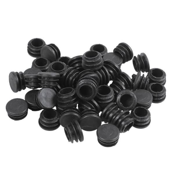 Rund plastlock stol bordsben räfflad rörinsats 22 mm diameter 150 st Black