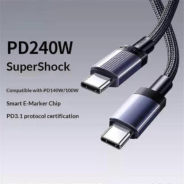UGREEN L532 65907 1m USB-C–USB-C-kaapeli PD 3.1 240W pikalataus nailonpunottu datakaapeli[ht] MultiColor